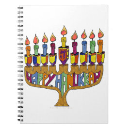 Judaica Prettig Hanukka Driehoekige Kandelaar Notitieboek