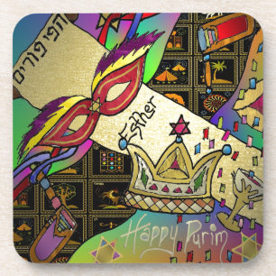 Judaica Purim Esther Celebration Art Print Bier Onderzetter