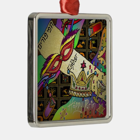 Judaica Purim Esther Celebration Art Print Metalen Ornament (Rechts)