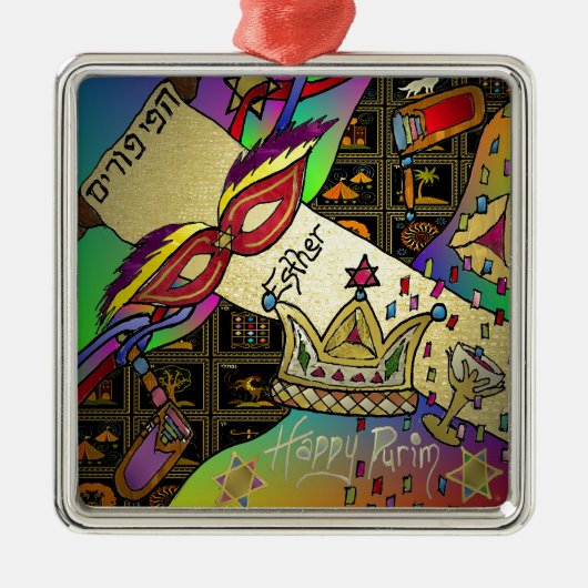 Judaica Purim Esther Celebration Art Print Metalen Ornament (Voorkant)