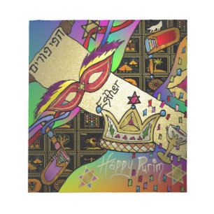Judaica Purim Esther Celebration Art Print Notitieblok