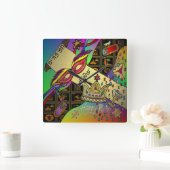 Judaica Purim Esther Celebration Art Print Vierkante Klok (Huis)
