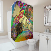 Judaica Purim Esther Celebration Dark Art Print Douchegordijn (In situ)