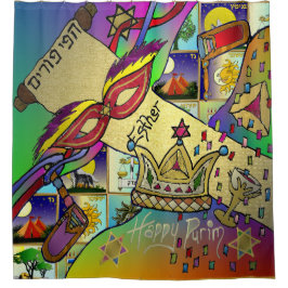 Judaica Purim Esther Celebration Light Art Print Douchegordijn