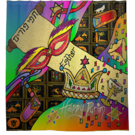 Judaica Purim Esther-viering donkere kunstprint Douchegordijn