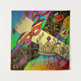 Judaica Purim Esther-viering donkere kunstprint Wandkleed