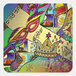Judaica Purim Esther-viering Licht Kunstprint Vierkante Sticker