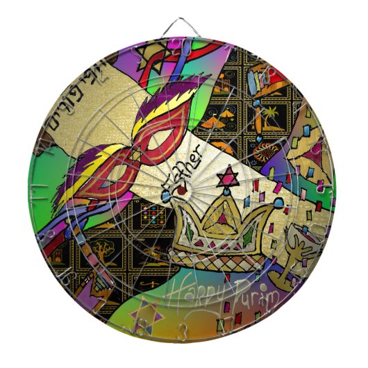 Judaica Purim Esther-vieringskunstdruk Dartbord (Voorkant)