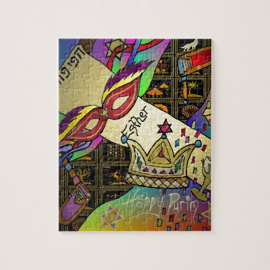 Judaica Purim Esther-vieringskunstdruk Legpuzzel (Verticaal)