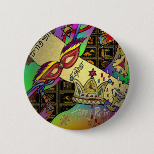 Judaica Purim Esther-vieringskunstdruk Ronde Button 5,7 Cm