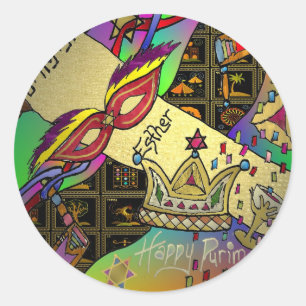 Judaica Purim Esther-vieringskunstdruk Ronde Sticker