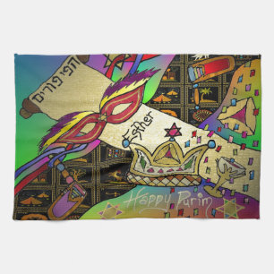Judaica Purim Esther-vieringskunstdruk Theedoek
