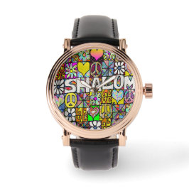 Judaica Retro 60s Psychedelic Shalom Horloge