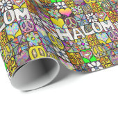 Judaica Retro 60s Psychedelic Shalom LOVE Cadeaupapier (Rol Hoek)