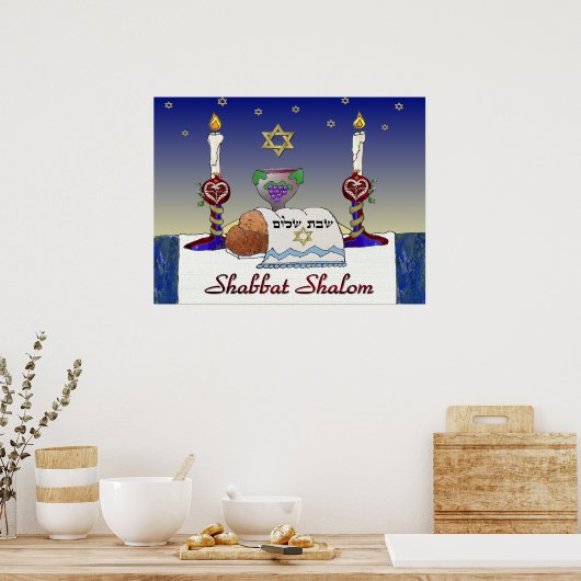 Judaica Shabbat Shalom Art Print (Keuken)