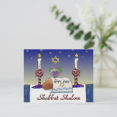 Judaica Shabbat Shalom Art Print Briefkaart (Staand voorkant)