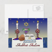 Judaica Shabbat Shalom Art Print Briefkaart (Voorkant / Achterkant)