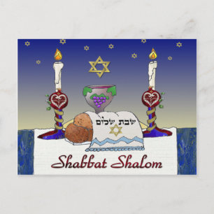 Judaica Shabbat Shalom Art Print Briefkaart