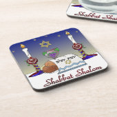 Judaica Shabbat Shalom Art Print Drankjes Onderzetter (Linkerzijde)