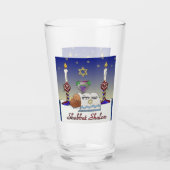 Judaica Shabbat Shalom Art Print glazen beker (Achterkant)