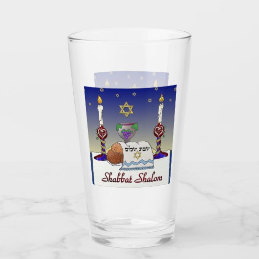 Judaica Shabbat Shalom Art Print glazen beker (Voorkant)