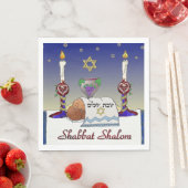 Judaica Shabbat Shalom Art Print Papieren servette Servet (Insitu)