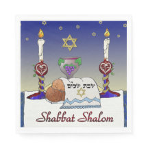 Judaica Shabbat Shalom Art Print Papieren servette