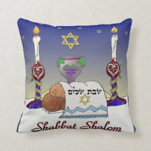 Judaica Shabbat Shalom Art Print Pillow Kussen