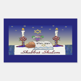 Judaica Shabbat Shalom Art Print Rechthoekige Sticker