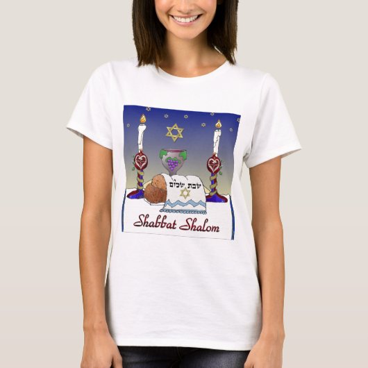 Judaica Shabbat Shalom Art Print T-shirt (Voorkant)