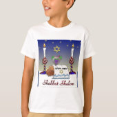 Judaica Shabbat Shalom Art Print T-shirt (Voorkant)