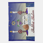 Judaica Shabbat Shalom Art Print Theedoek (Verticaal)