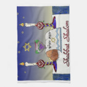 Judaica Shabbat Shalom Art Print Theedoek (Verticaal)