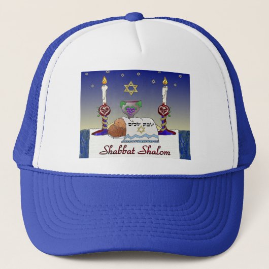 Judaica Shabbat Shalom Art Print Trucker Pet (Voorkant)