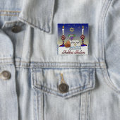 Judaica Shabbat Shalom Art Print Vierkante Button 5,1 Cm (In situ)