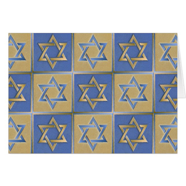Judaica Star van David Metal Gold Blue (Voorkant Horizontaal)