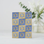 Judaica Star van David Metal Gold Blue Briefkaart (Staand voorkant)