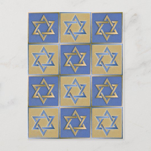 Judaica Star van David Metal Gold Blue Briefkaart (Voorkant)