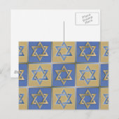 Judaica Star van David Metal Gold Blue Briefkaart (Voorkant / Achterkant)