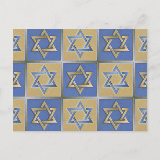 Judaica Star van David Metal Gold Blue Briefkaart (Voorkant)