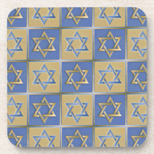 Judaica Star van David Metal Gold Blue Drankjes Onderzetter