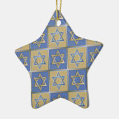 Judaica Star van David Metal Gold Blue Keramisch Ornament (Links)