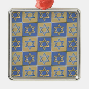 Judaica Star van David Metal Gold Blue Metalen Ornament