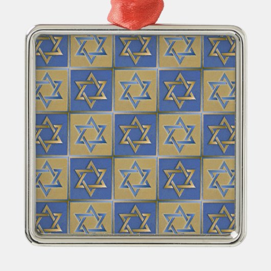 Judaica Star van David Metal Gold Blue Metalen Ornament (Voorkant)