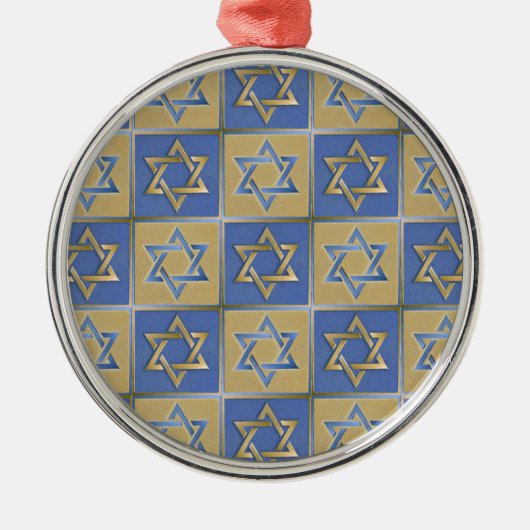 Judaica Star van David Metal Gold Blue Metalen Ornament (Voorkant)