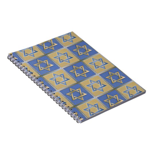 Judaica Star van David Metal Gold Blue Notitieboek (Rechterzijde)