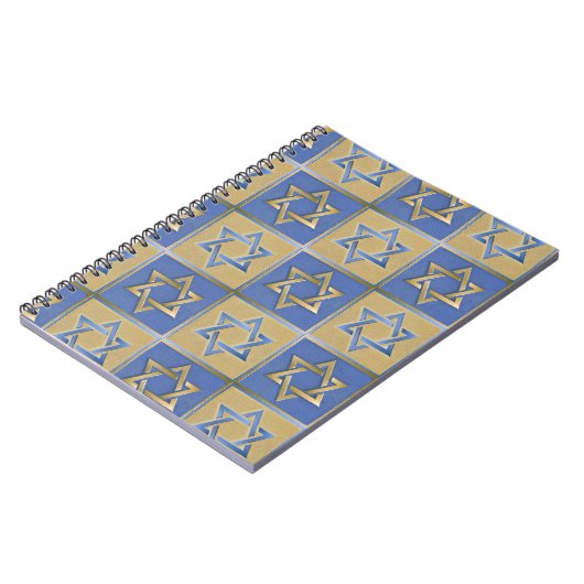 Judaica Star van David Metal Gold Blue Notitieboek (Linkerzijde)