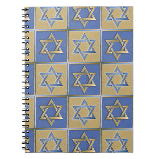 Judaica Star van David Metal Gold Blue Notitieboek (Voorkant)
