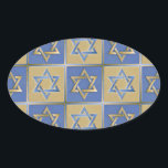 Judaica Star van David Metal Gold Blue Ovale Sticker<br><div class="desc">Je bekijkt het Lee Hiller Design Collectie. Apparel,  Gifts & Collectibles Lee Hiller Photography of Digital Art Collectie. Je kunt haar Natuur fotografie uitzichten op http://HikeOurPlanet.com/ en haar wandelende blog volgen in Hot Springs National Park.</div>