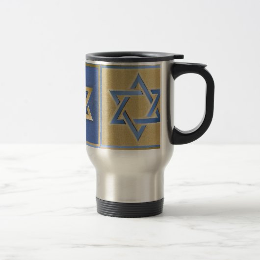 Judaica Star van David Metal Gold Blue Reisbeker (Rechts)